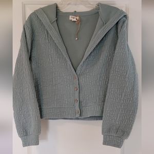 NWOT World Market Cropped Long Sleeve Hoody Seafoam Green OS Fits S,M,L